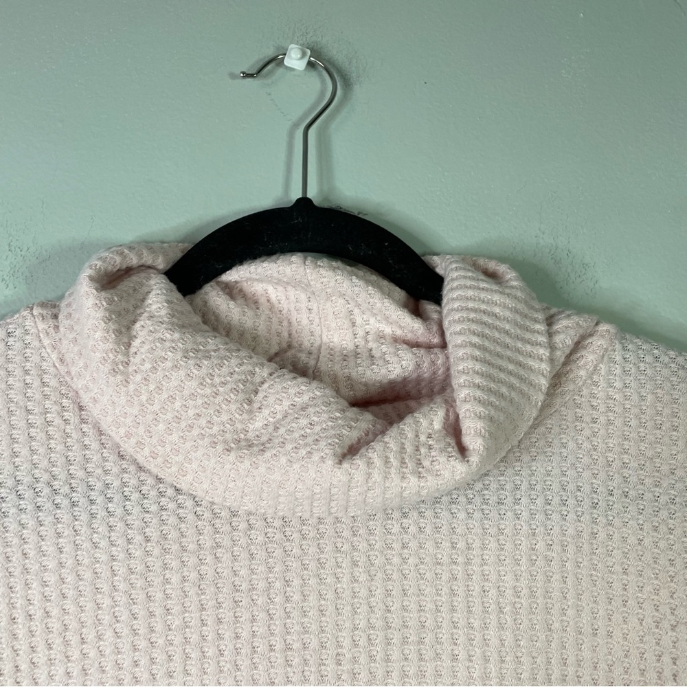 Honeydew Light Pale Pink Stretch Waffle Knit Mock Neck Long Sleeve Top Small - Picture 6 of 7